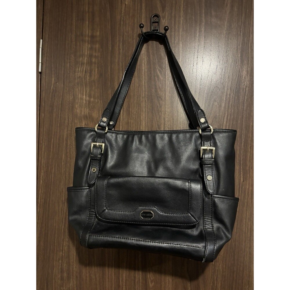 Kate Landry Large Faux Leather Black Shoulder/Hand Bag